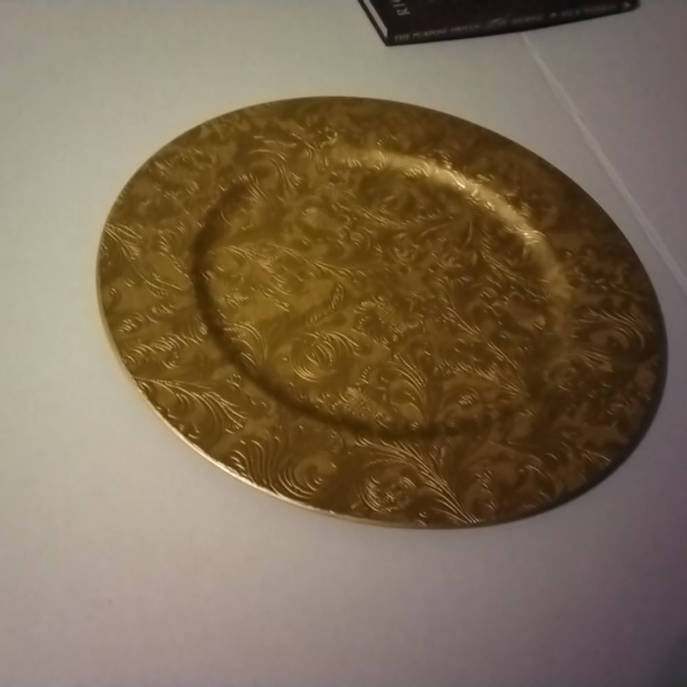 13 Inch Gold Floral Pattern Charger Plates Wedding Dinner Party (Set of 6)